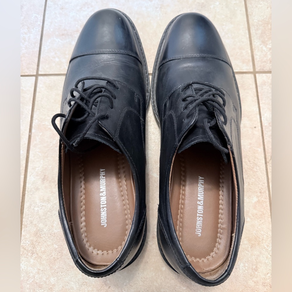 Johnston & Murphy Classic Black Calfskin Leather Dress Shoes